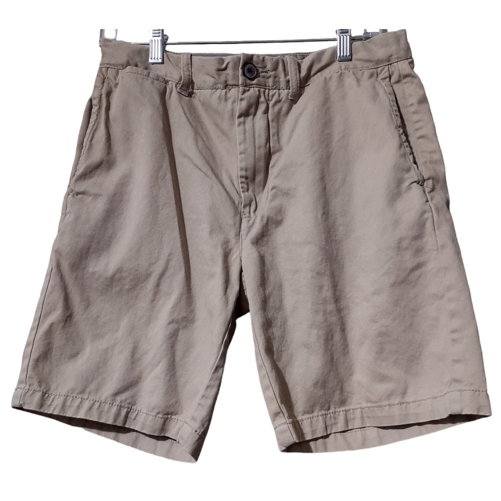 JCP Shorts Men's Size 32β Khaki Beige Tan Flat Front Chino Button 5 Pocket Zip